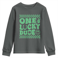 Funny One Lucky Dude Youth Sweatshirt St Patrick's Day Clover Horseshoe