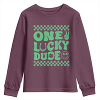Funny One Lucky Dude Youth Sweatshirt St Patrick's Day Clover Horseshoe