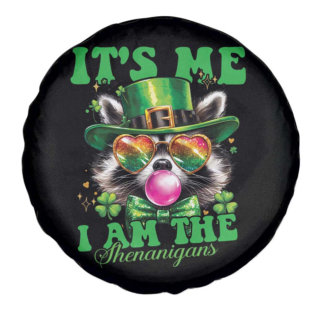 Funny It's Me I Am The Shenanigans Spare Tire Cover St Patrick's Day Racoon Shamrock