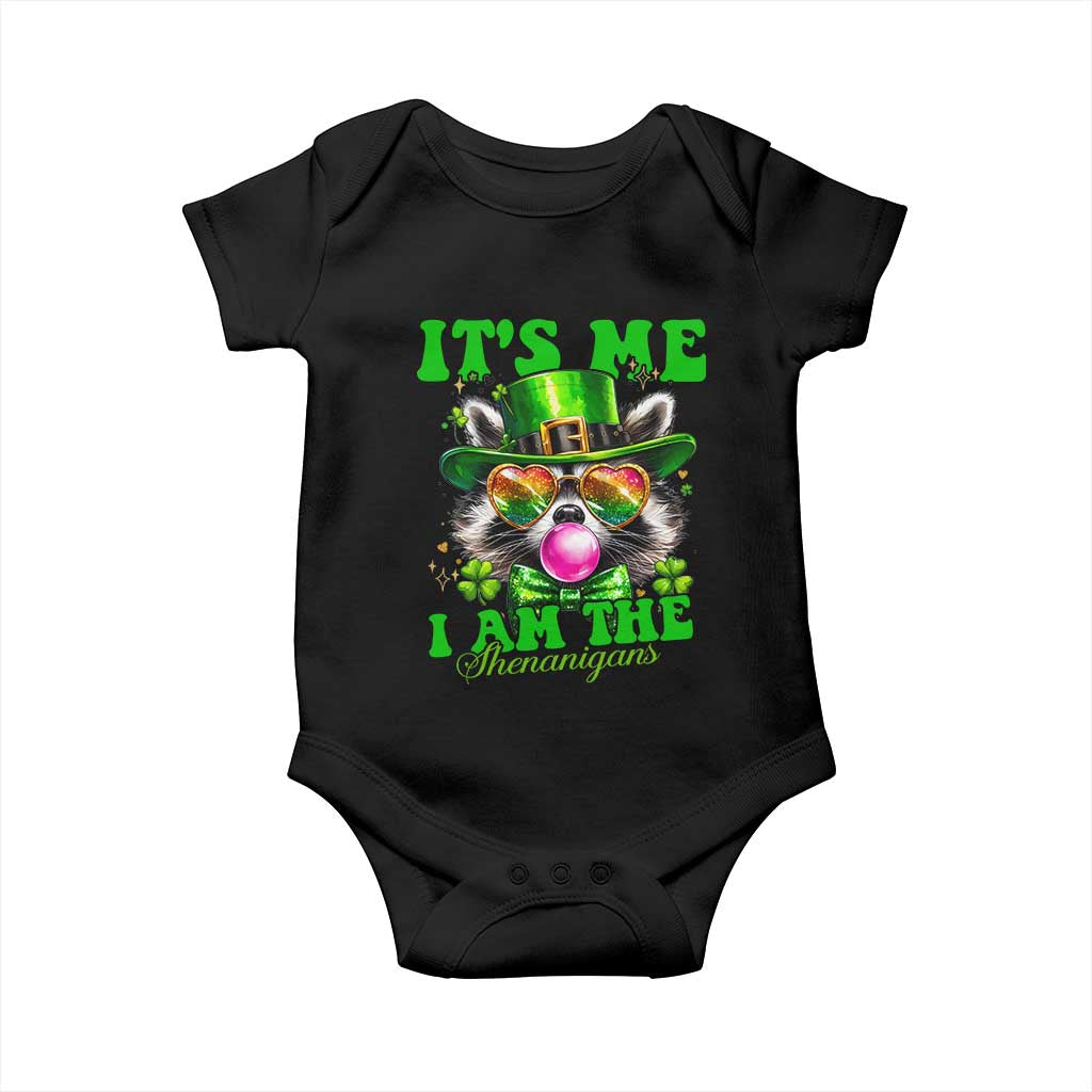 Funny It's Me I Am The Shenanigans Baby Onesie St Patrick's Day Racoon Shamrock
