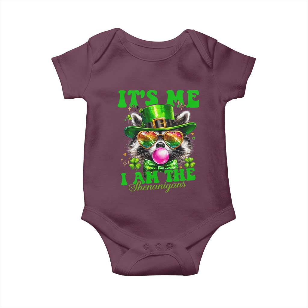 Funny It's Me I Am The Shenanigans Baby Onesie St Patrick's Day Racoon Shamrock