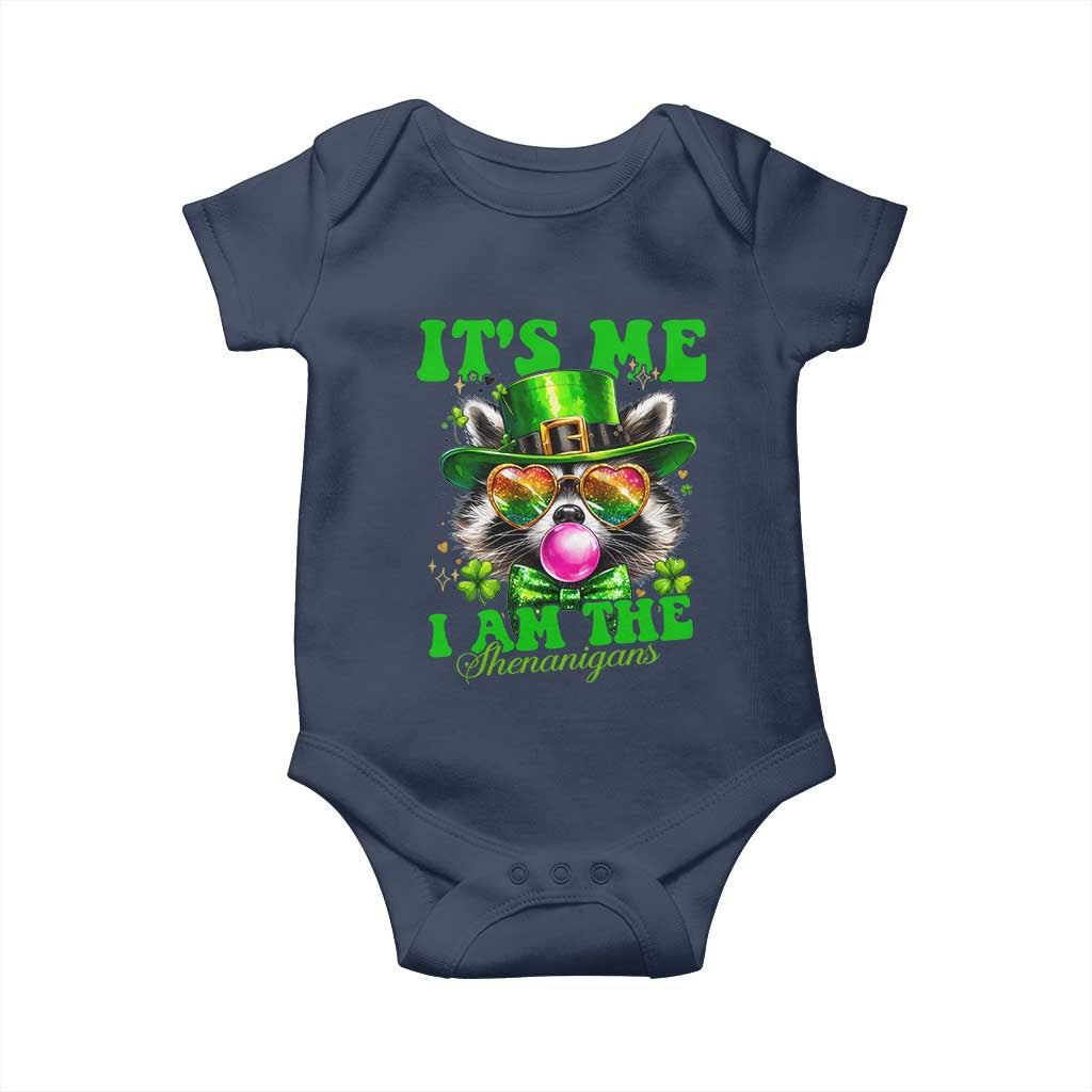 Funny It's Me I Am The Shenanigans Baby Onesie St Patrick's Day Racoon Shamrock