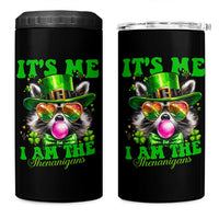 Funny It's Me I Am The Shenanigans 4 in 1 Can Cooler Tumbler St Patrick's Day Racoon Shamrock
