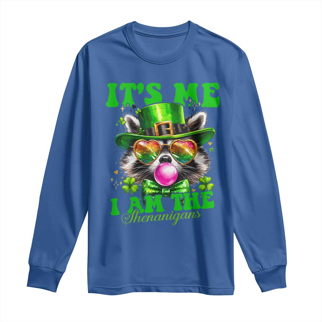 Funny It's Me I Am The Shenanigans Long Sleeve Shirt St Patrick's Day Racoon Shamrock