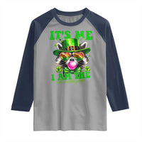Funny It's Me I Am The Shenanigans Raglan Shirt St Patrick's Day Racoon Shamrock