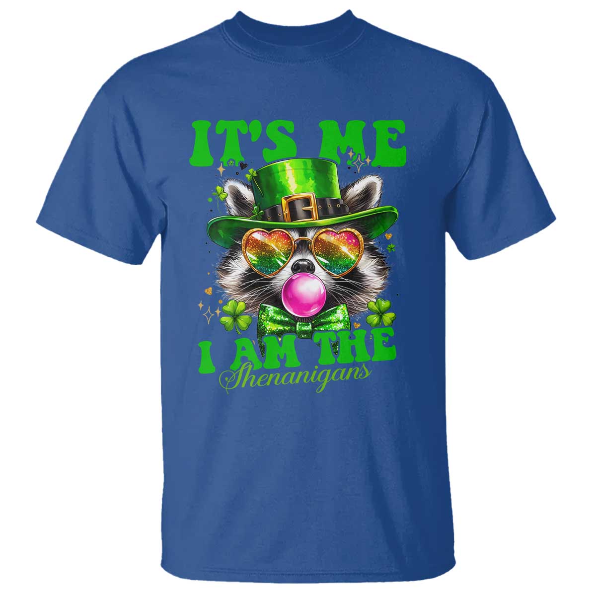 Funny It's Me I Am The Shenanigans T Shirt St Patrick's Day Racoon Shamrock