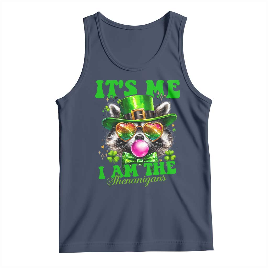 Funny It's Me I Am The Shenanigans Tank Top St Patrick's Day Racoon Shamrock