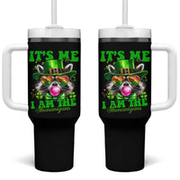 Funny It's Me I Am The Shenanigans Tumbler With Handle St Patrick's Day Racoon Shamrock