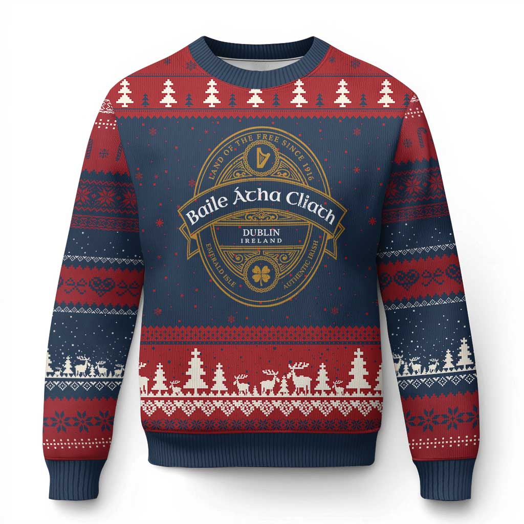 Dublin Ireland Ugly Christmas Sweater Baile Atha Cliath Land Of The Free Since 1916