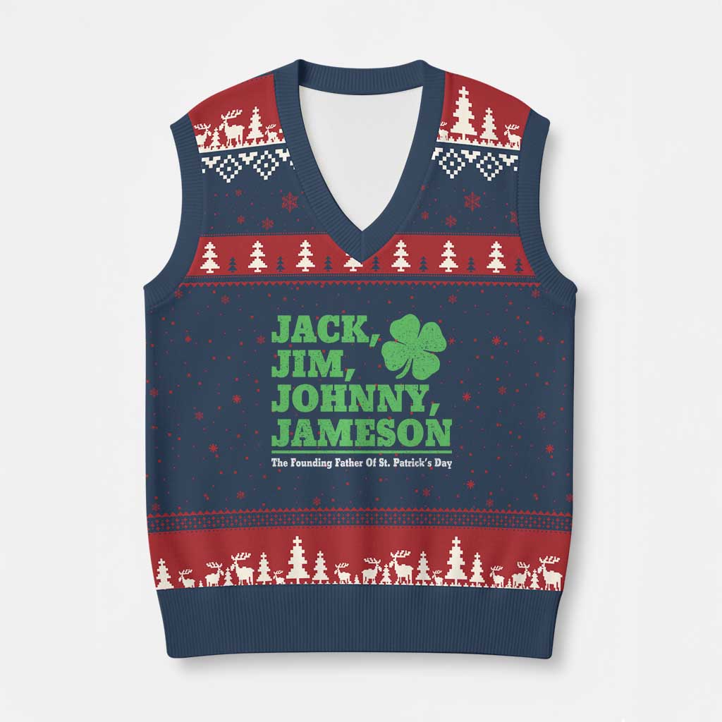 Funny St Patricks Day Irish Fathers Jack Jim Johnny Jameson V-Neck Knit Sweater Vest
