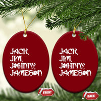 Jack Jim Johnny Jameson St Patricks Day Whiskey Shamrock Ceramic Ornament