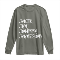Jack Jim Johnny Jameson St Patricks Day Whiskey Shamrock Long Sleeve Shirt