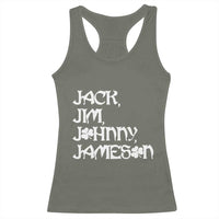 Jack Jim Johnny Jameson St Patricks Day Whiskey Shamrock Racerback Tank Top