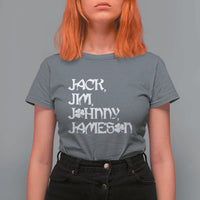 Jack Jim Johnny Jameson St Patricks Day Whiskey Shamrock T Shirt For Women