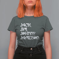 Jack Jim Johnny Jameson St Patricks Day Whiskey Shamrock T Shirt For Women