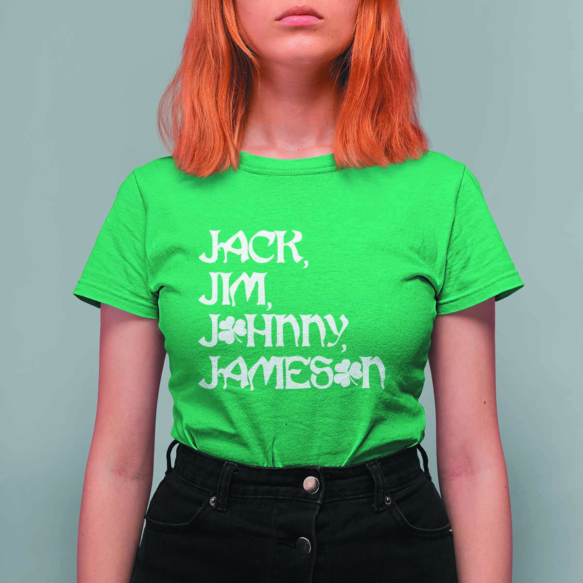 Jack Jim Johnny Jameson St Patricks Day Whiskey Shamrock T Shirt For Women