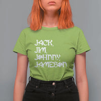 Jack Jim Johnny Jameson St Patricks Day Whiskey Shamrock T Shirt For Women