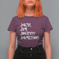 Jack Jim Johnny Jameson St Patricks Day Whiskey Shamrock T Shirt For Women