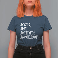 Jack Jim Johnny Jameson St Patricks Day Whiskey Shamrock T Shirt For Women