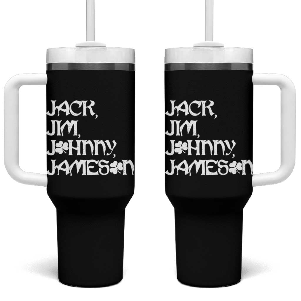 Jack Jim Johnny Jameson St Patricks Day Whiskey Shamrock Tumbler With Handle