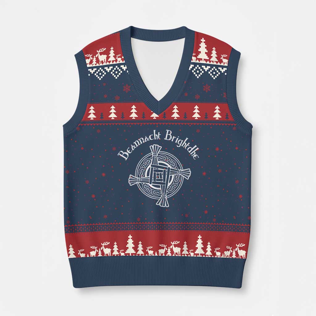 St Brigids Day V-Neck Knit Sweater Vest Beannacht Brighdhe Gaelic Irish Imbolc
