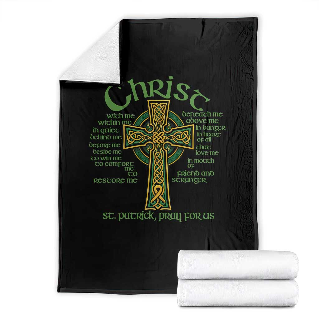 Christ St Patrick Pray For Us Christian Catholic Religious Celtic Cross Throw Blanket
