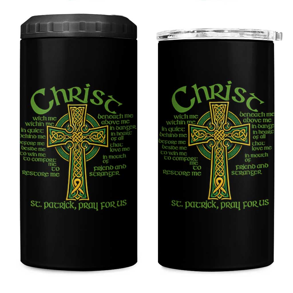 Christ St Patrick Pray For Us Christian Catholic Religious Celtic Cross 4 in 1 Can Cooler Tumbler