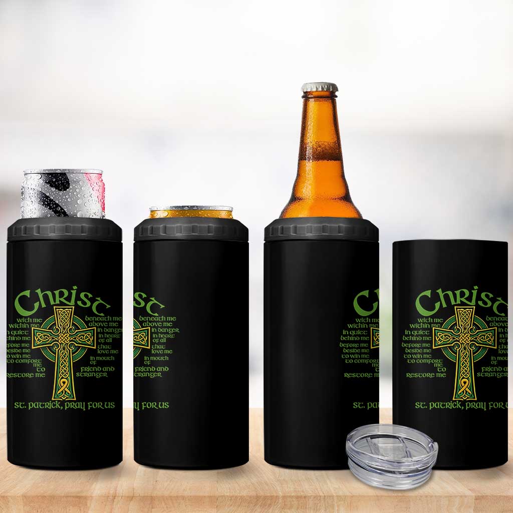 Christ St Patrick Pray For Us Christian Catholic Religious Celtic Cross 4 in 1 Can Cooler Tumbler