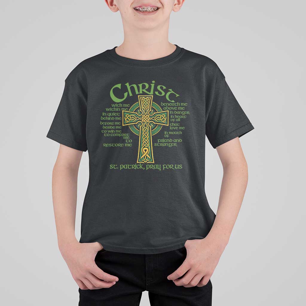 Christ St Patrick Pray For Us Christian Catholic Religious Celtic Cross T Shirt For Kid