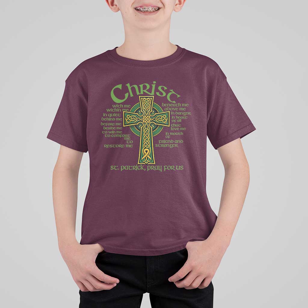 Christ St Patrick Pray For Us Christian Catholic Religious Celtic Cross T Shirt For Kid
