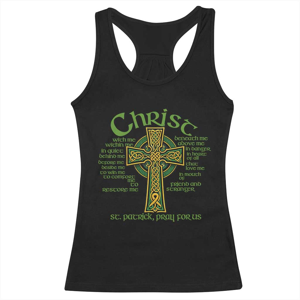 Christ St Patrick Pray For Us Christian Catholic Religious Celtic Cross Racerback Tank Top