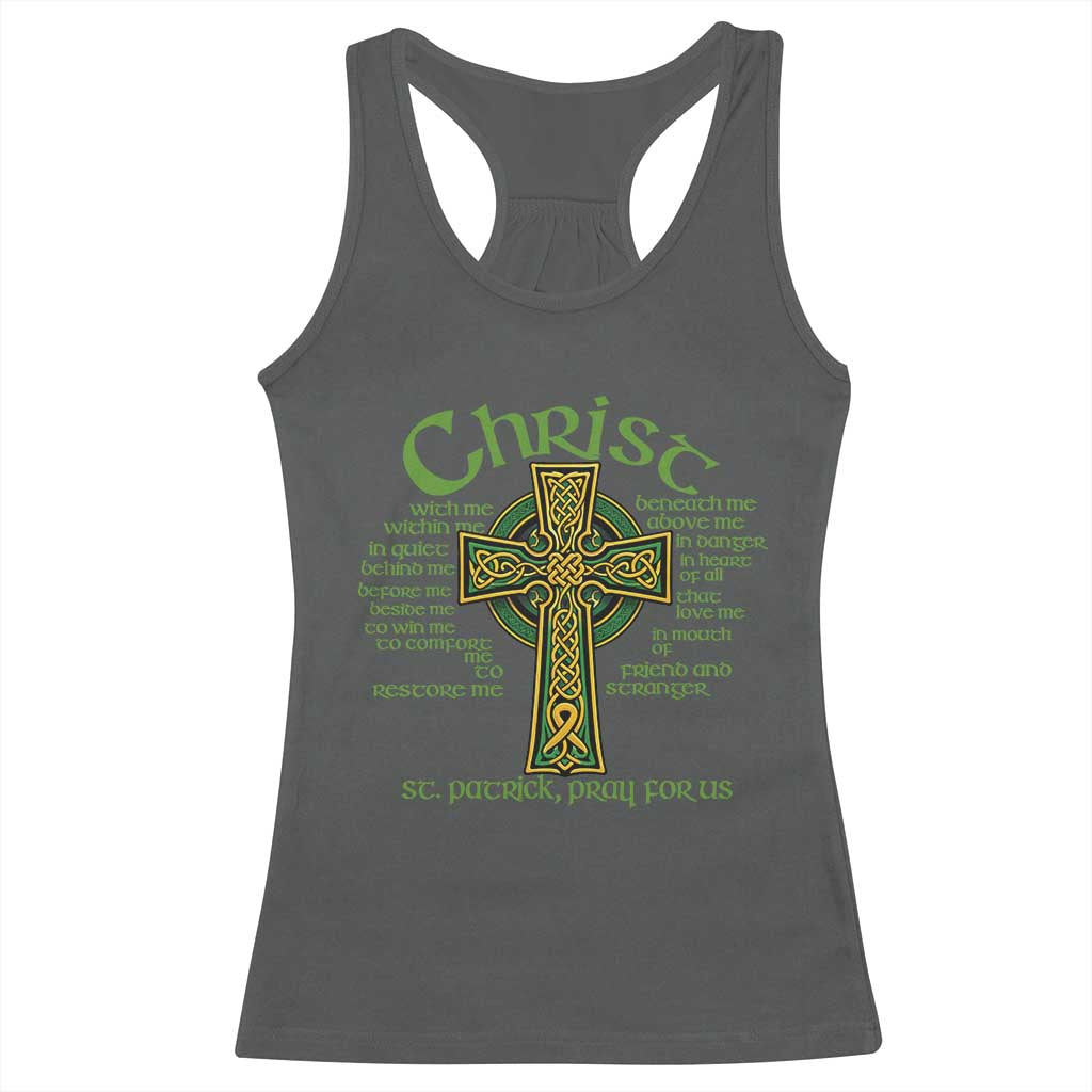 Christ St Patrick Pray For Us Christian Catholic Religious Celtic Cross Racerback Tank Top