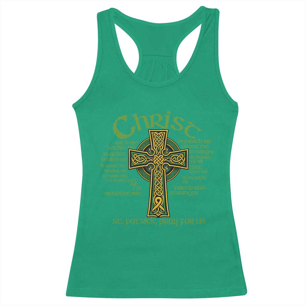 Christ St Patrick Pray For Us Christian Catholic Religious Celtic Cross Racerback Tank Top
