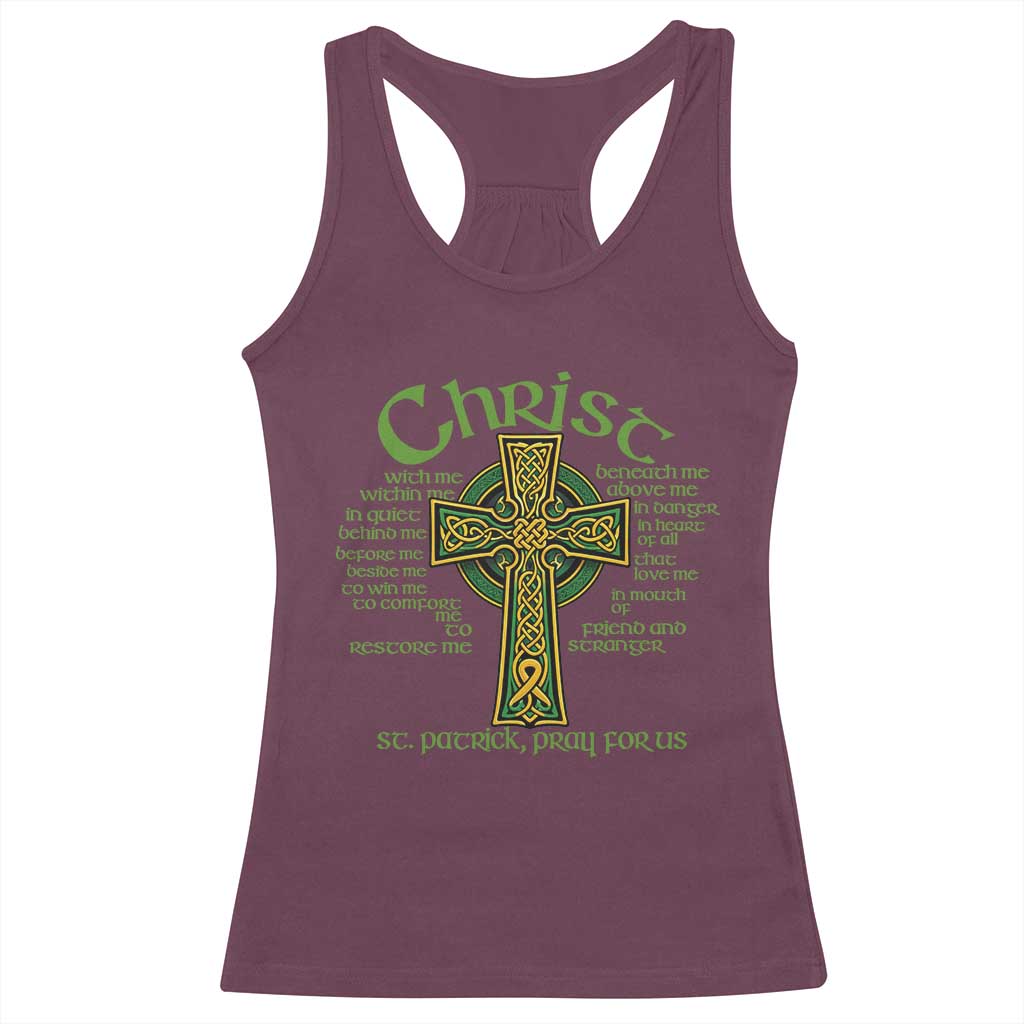 Christ St Patrick Pray For Us Christian Catholic Religious Celtic Cross Racerback Tank Top