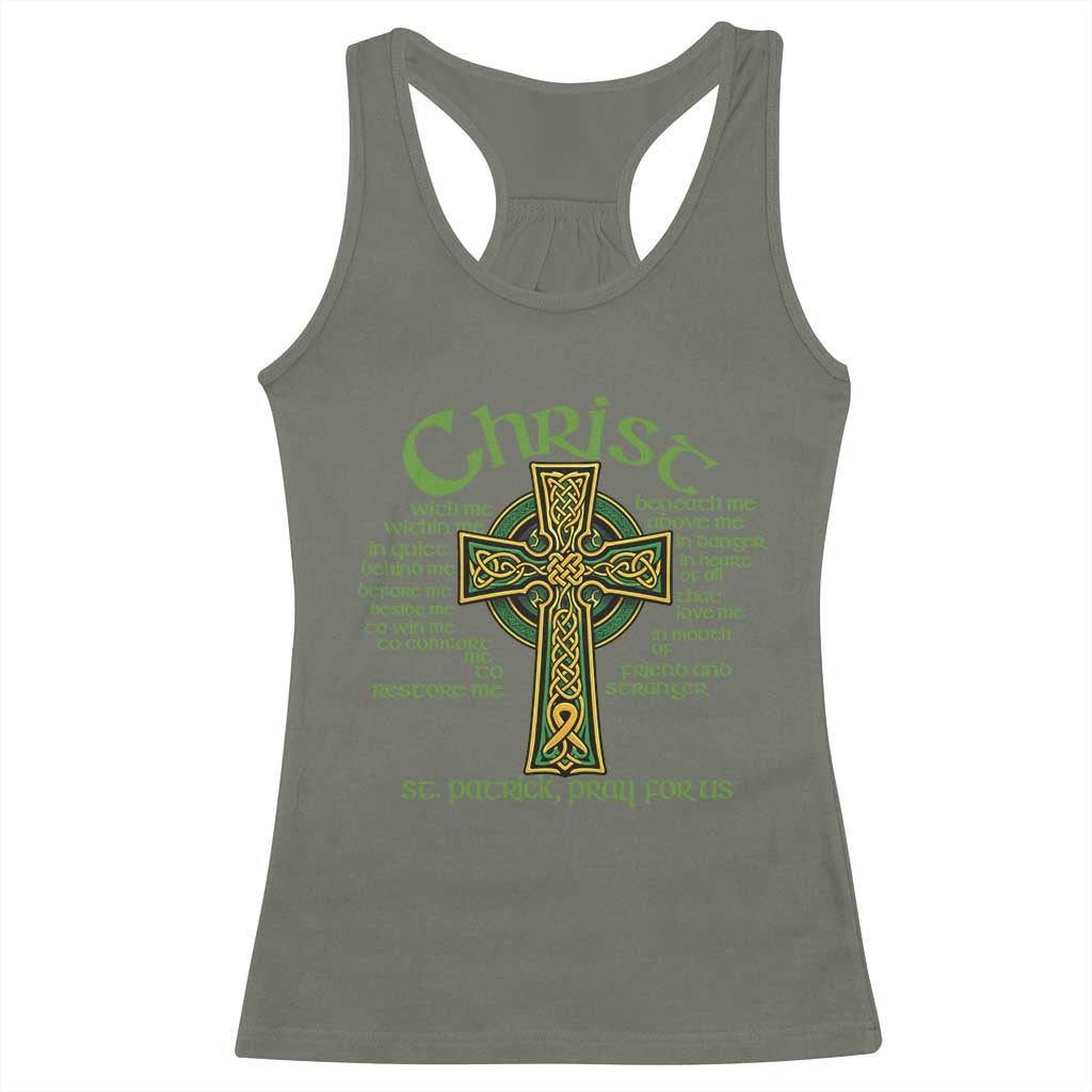 Christ St Patrick Pray For Us Christian Catholic Religious Celtic Cross Racerback Tank Top