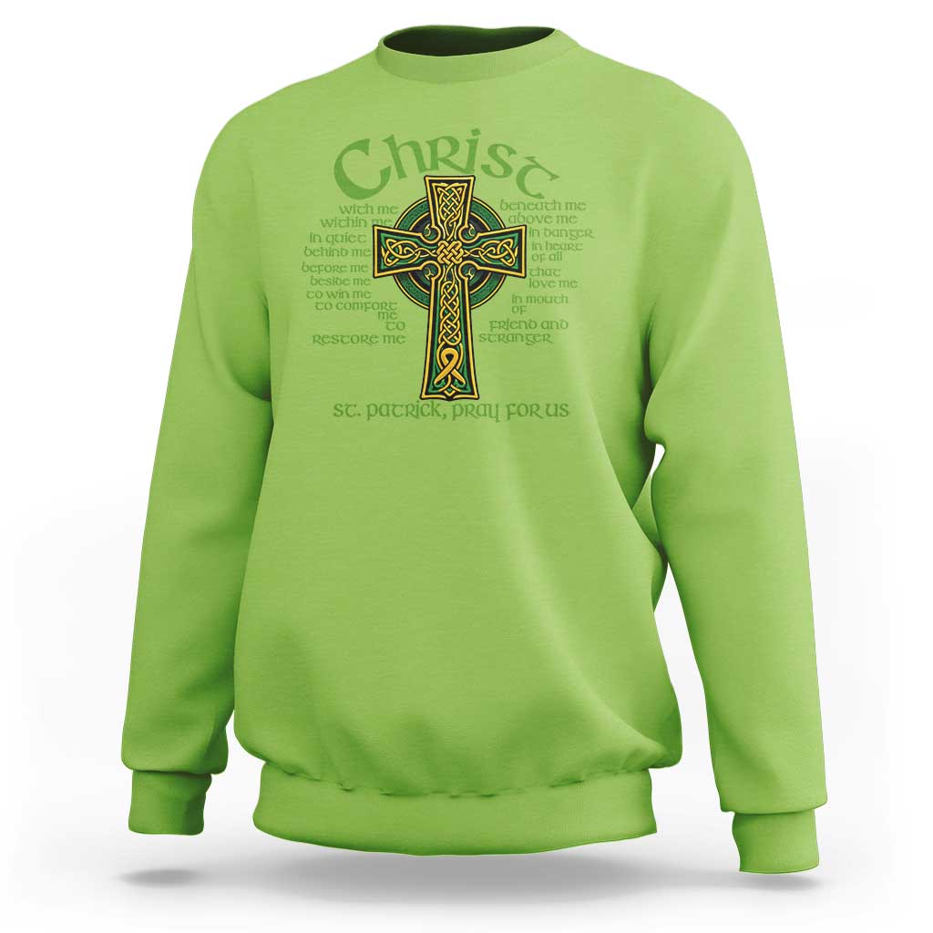Christ St Patrick Pray For Us Christian Catholic Religious Celtic Cross Sweatshirt