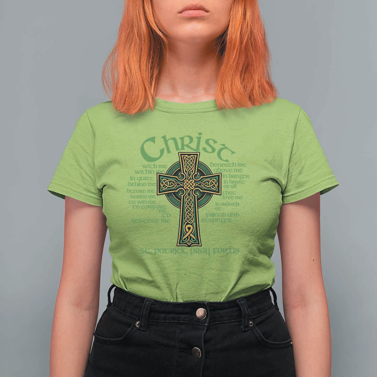 Christ St Patrick Pray For Us Christian Catholic Religious Celtic Cross T Shirt For Women