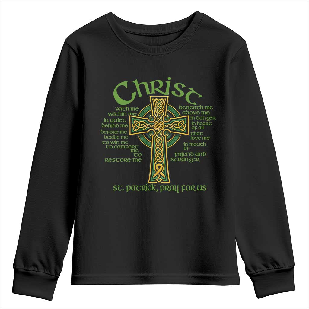 Christ St Patrick Pray For Us Christian Catholic Religious Celtic Cross Youth Sweatshirt