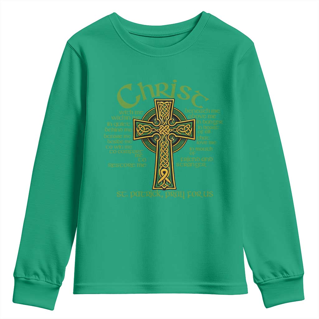 Christ St Patrick Pray For Us Christian Catholic Religious Celtic Cross Youth Sweatshirt