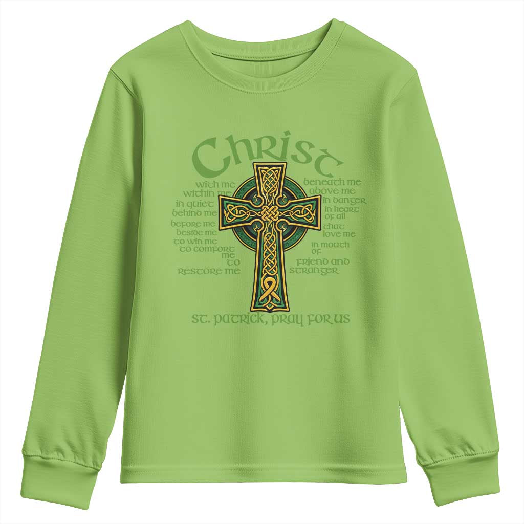 Christ St Patrick Pray For Us Christian Catholic Religious Celtic Cross Youth Sweatshirt