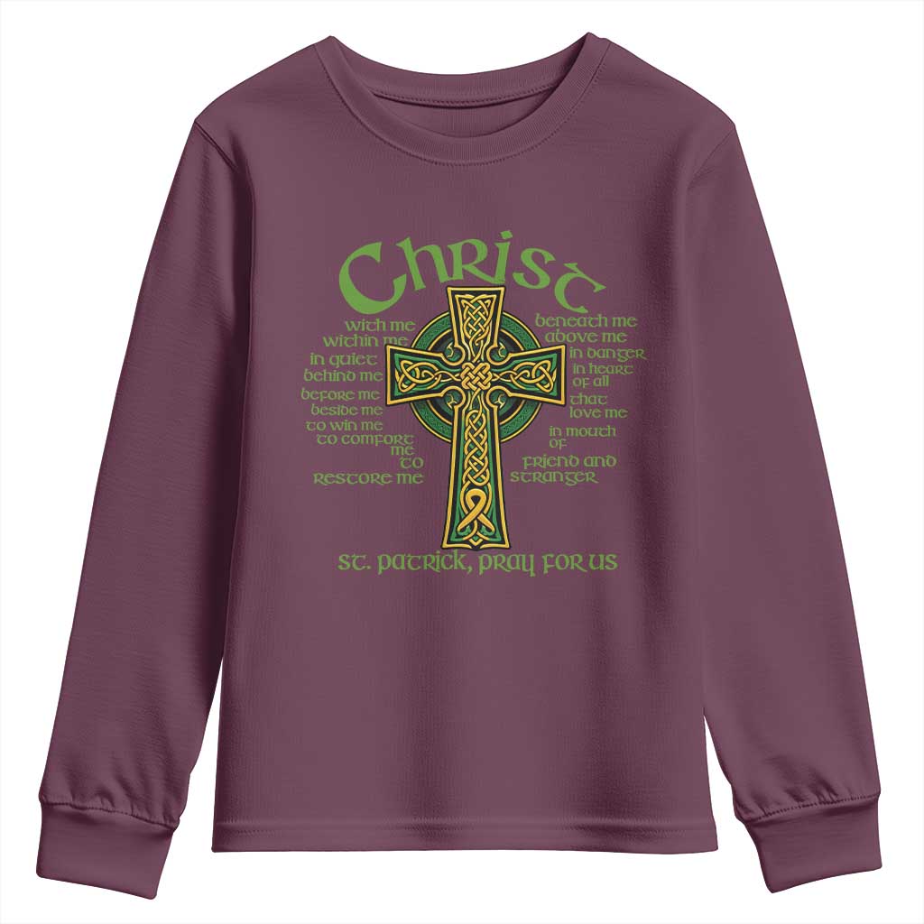 Christ St Patrick Pray For Us Christian Catholic Religious Celtic Cross Youth Sweatshirt