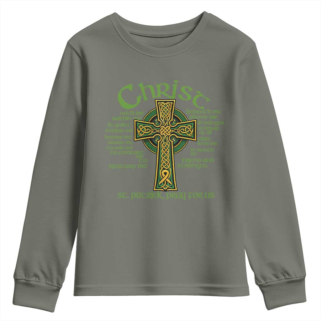 Christ St Patrick Pray For Us Christian Catholic Religious Celtic Cross Youth Sweatshirt