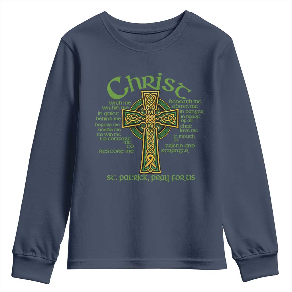 Christ St Patrick Pray For Us Christian Catholic Religious Celtic Cross Youth Sweatshirt