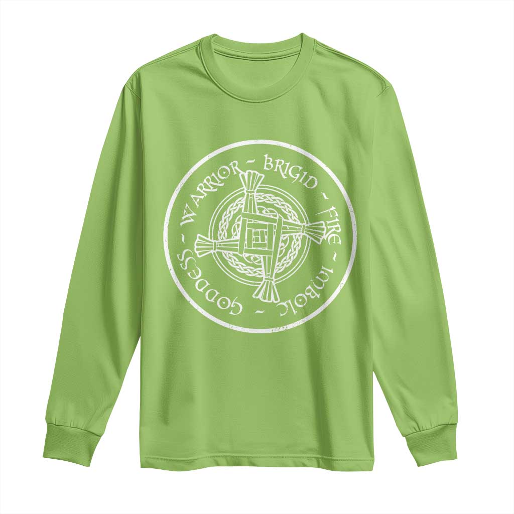 St Brigids Day Long Sleeve Shirt Warrior Brigid Fire Imbloc Goddess Gaelic Willow Cross