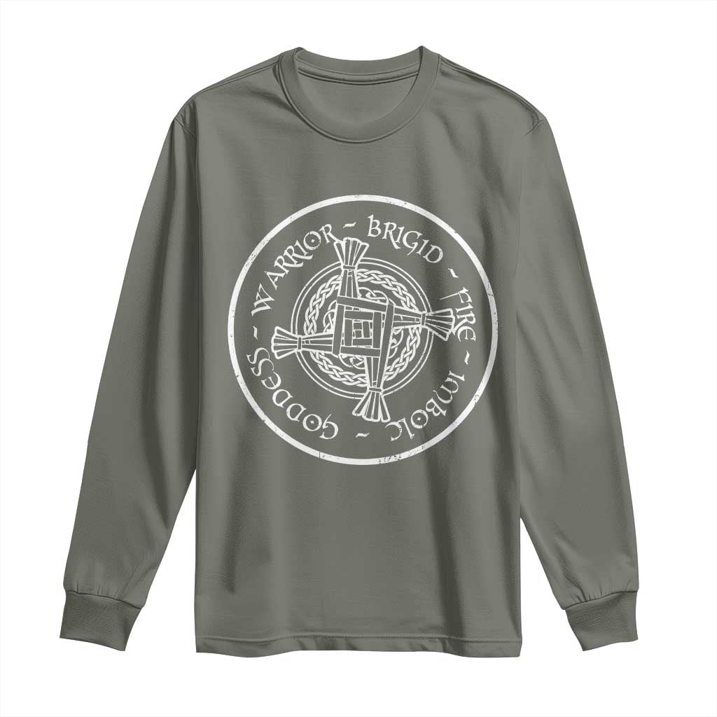 St Brigids Day Long Sleeve Shirt Warrior Brigid Fire Imbloc Goddess Gaelic Willow Cross