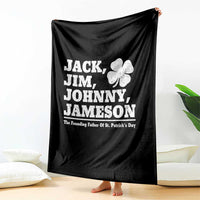 Funny St Patricks Day Irish Fathers Jack Jim Johnny Jameson Vintage Clover Throw Blanket