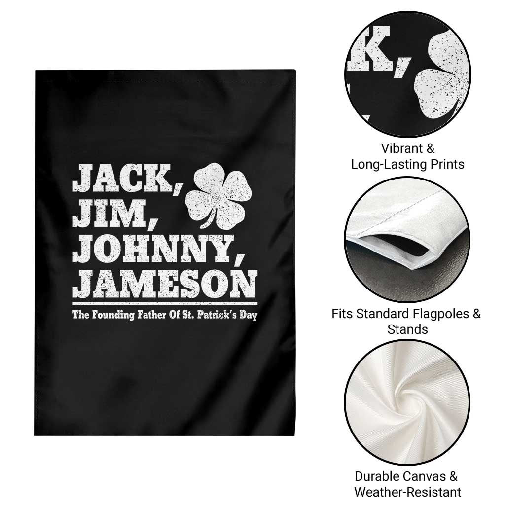 Funny St Patricks Day Irish Fathers Jack Jim Johnny Jameson Vintage Clover Garden Flag