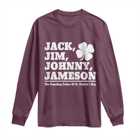 Funny St Patricks Day Irish Fathers Jack Jim Johnny Jameson Vintage Clover Long Sleeve Shirt