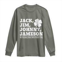 Funny St Patricks Day Irish Fathers Jack Jim Johnny Jameson Vintage Clover Long Sleeve Shirt