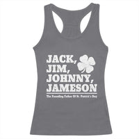 Funny St Patricks Day Irish Fathers Jack Jim Johnny Jameson Vintage Clover Racerback Tank Top